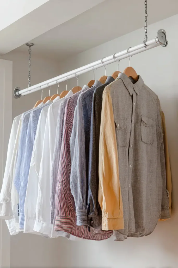 5. Install a Ceiling-Mounted Garment Rack