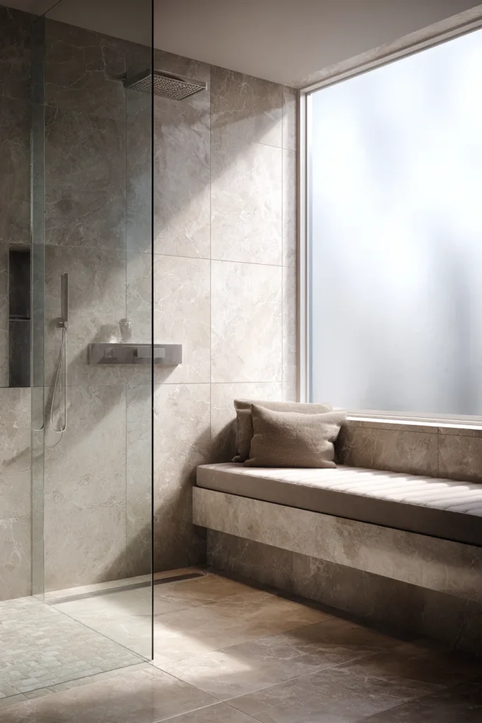Built In Bench Shower for Comfort and Support