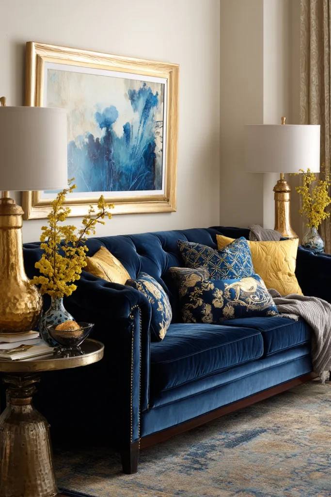 6. Navy Blue and Gold for a Rich Feel