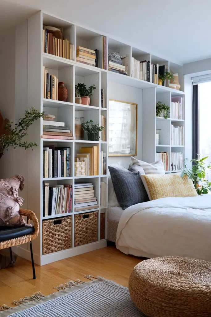 6. Use 12-Inch Deep Bookcases as Pseudo-Walls