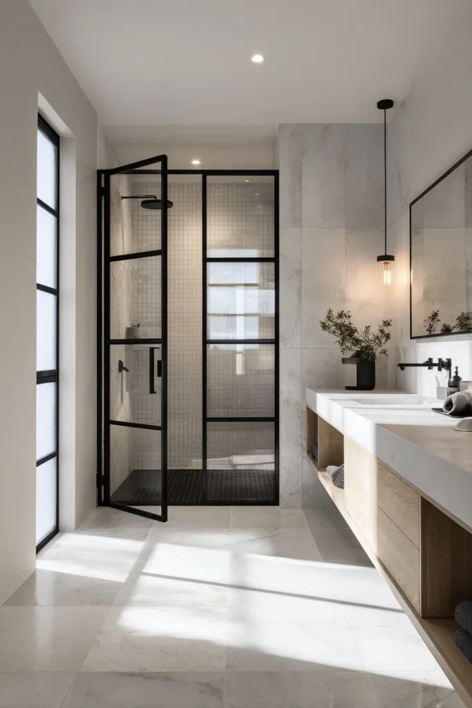 Black Frame Shower Design for a Bold Look