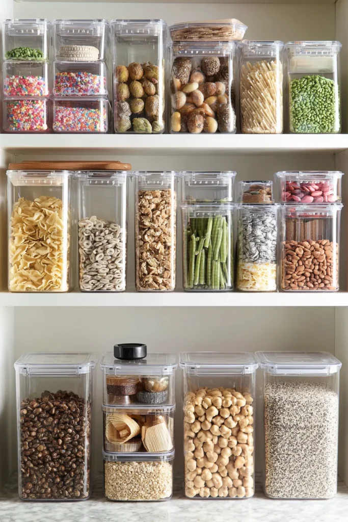 7. Stackable Pantry Bins for Snacks and Food