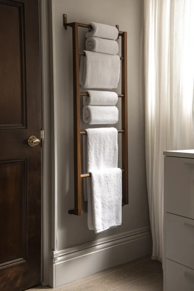 7. Towel racks that use vertical space