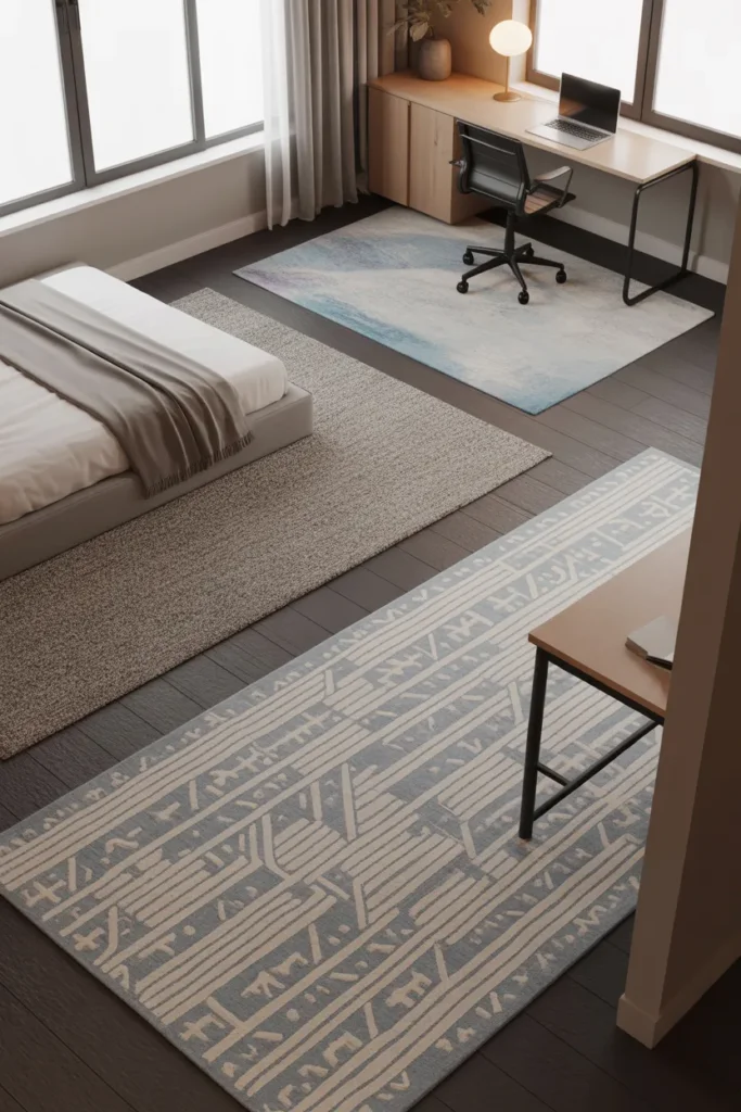 7. Use rugs to create separate areas
