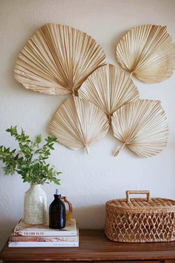 8. Palm Leaf Wall Fans (Fixed & Functional)