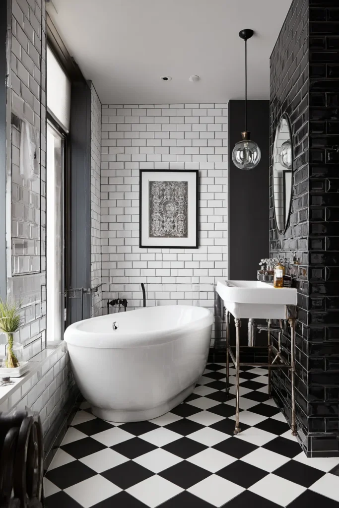 Black and White Bathroom Ideas Using Tile Patterns