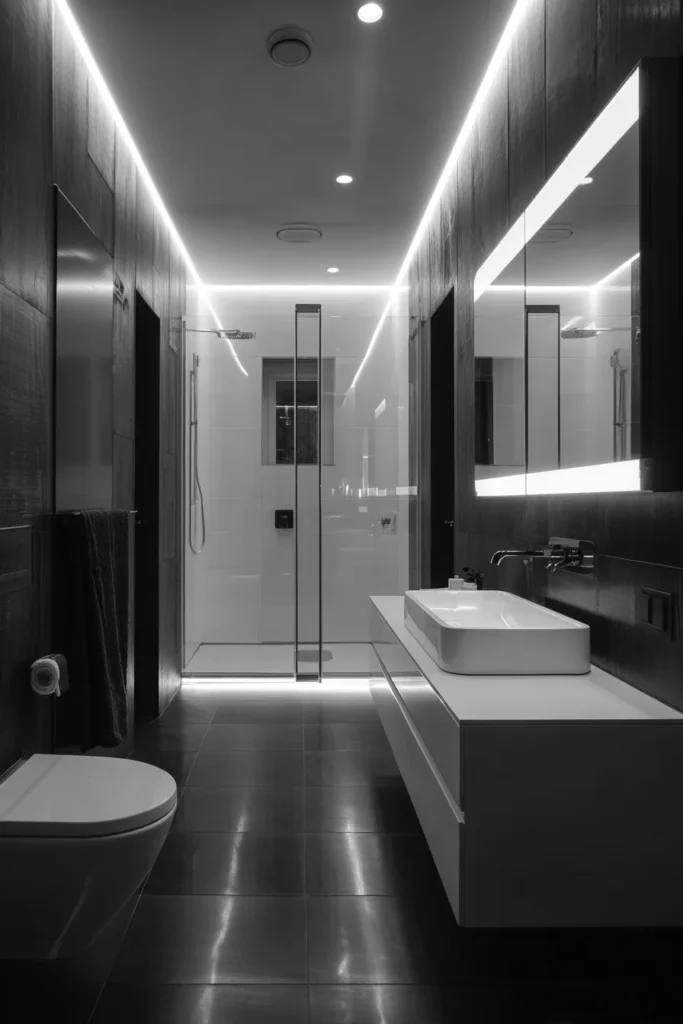 Black and White Bathroom Ideas for Lighting Design
