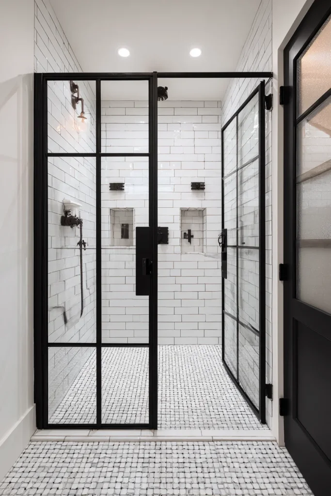 Black and White Bathroom Ideas with Glass Showers