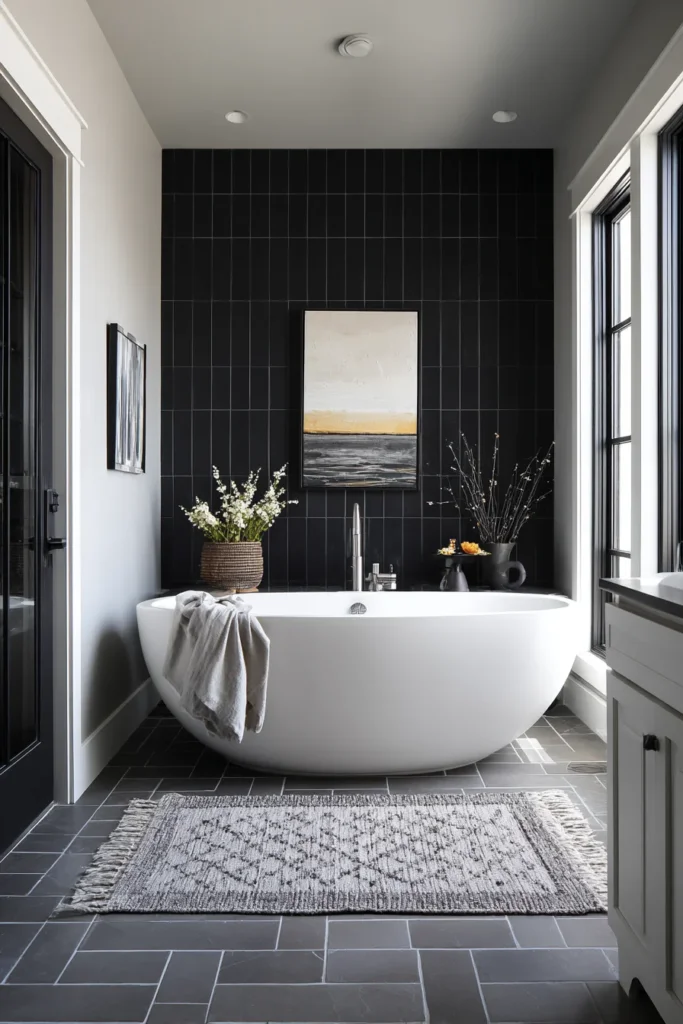Black and White Bathroom Ideas with Statement Walls