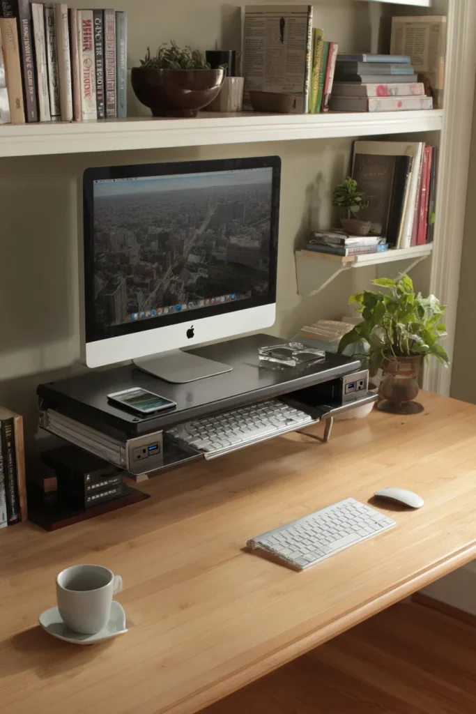 Clip-On Shelf Risers and Bed Risers with Outlets