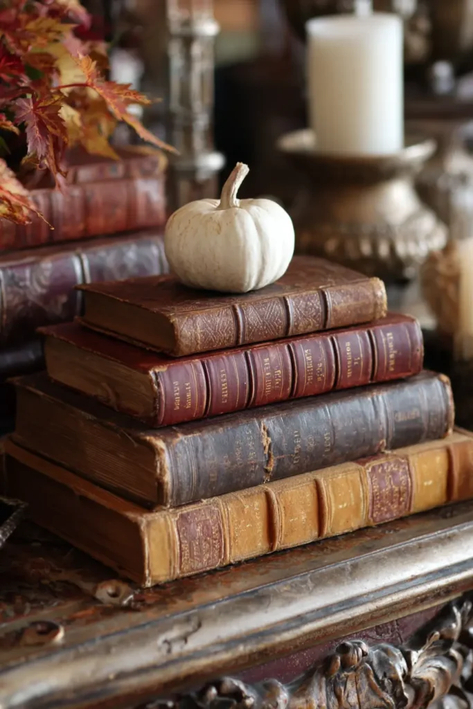 Display Vintage Books with Fall Covers
