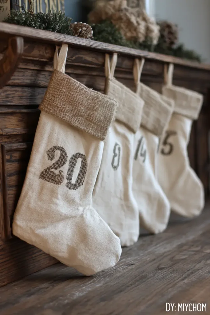 Drop Cloth Stockings with Stenciled Numbers