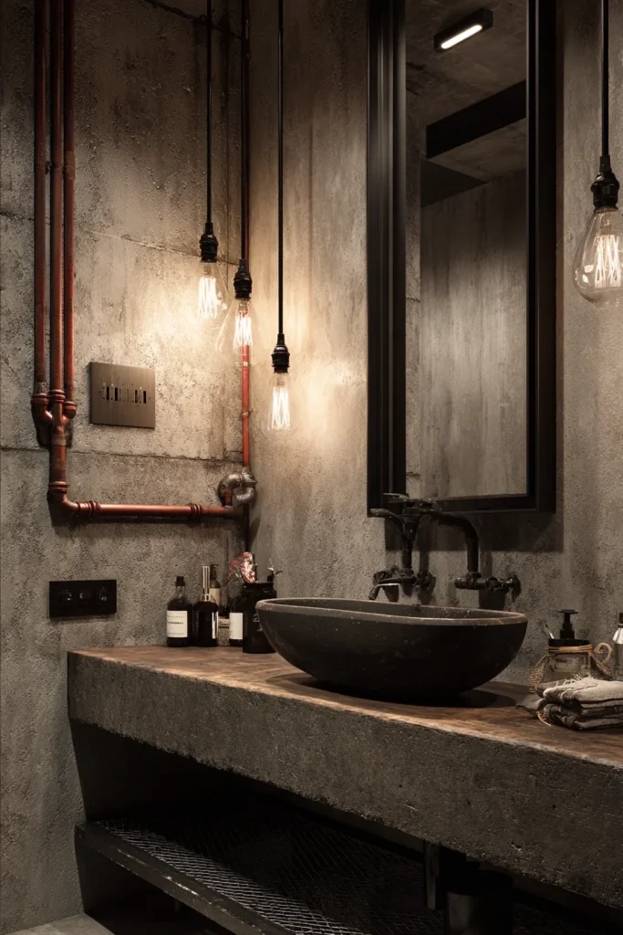 Industrial Bathroom With Strong Structure