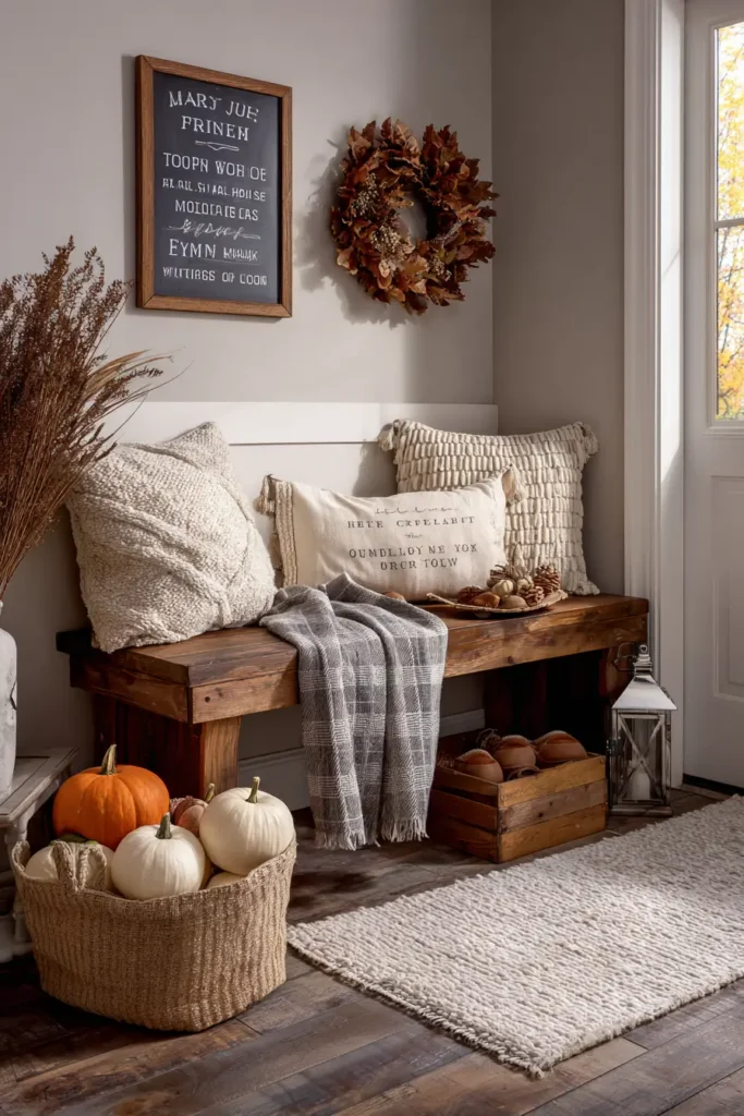Style a Cozy Fall Entryway Bench or Mudroom