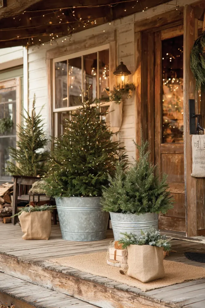 Use Galvanized Metal Buckets as Tree Stands or Planters