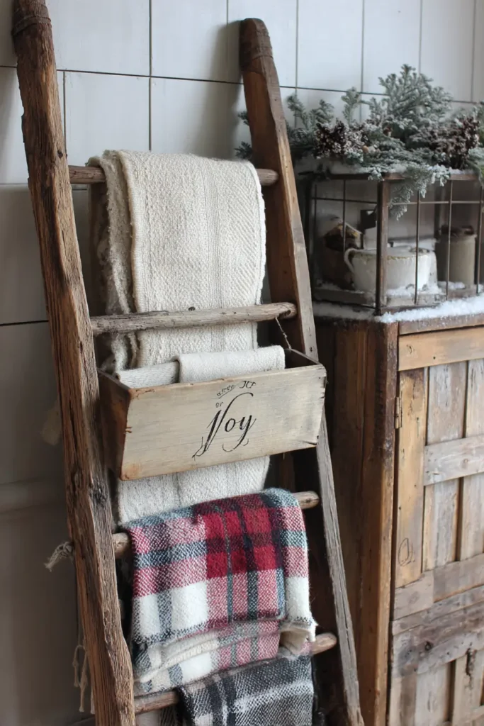 Vintage Sled or Wooden Ladder as a Blanket Display
