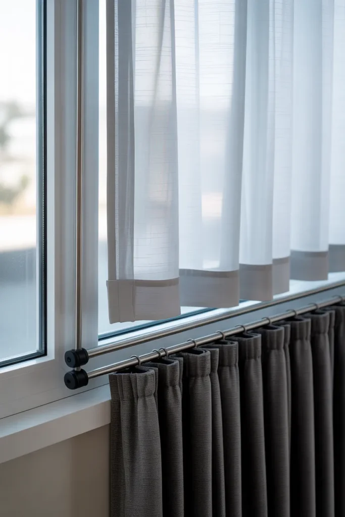 2. Tension Rod Curtains: No Drill, All Drama