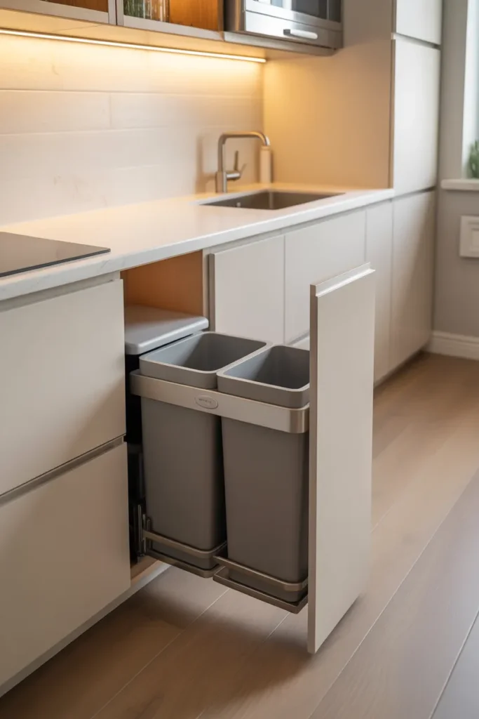 Idea 12: Trash and Recycling Pull Out on the Wall Side