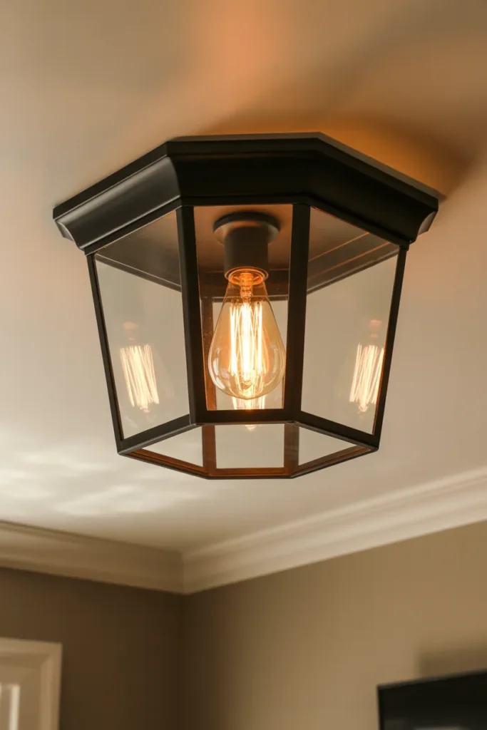 Lantern Style Flush Mount for Low Ceilings