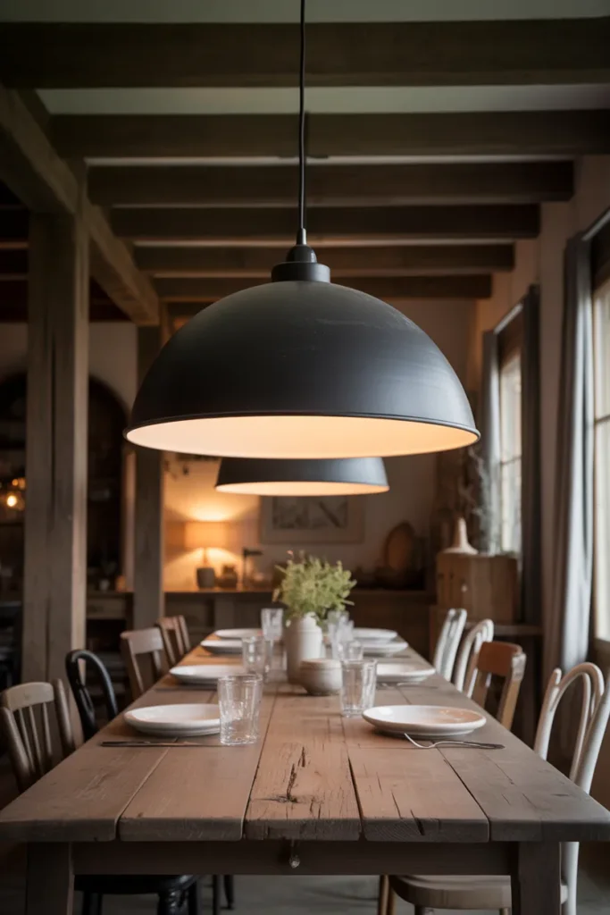 Oversized Dome Pendant for Farmhouse Dining Tables
