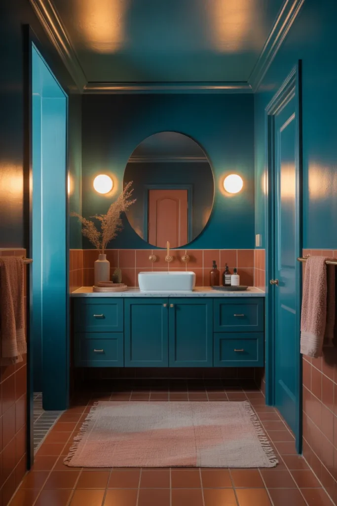 Trend 3. Color Drenching in Deep Teal and Terracotta